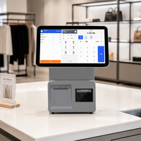Terminal POS Layar Sentuh Kapasitif Ganda 15 atau 15,6 Inci Windows All in One Mesin Kasir NFC Retail