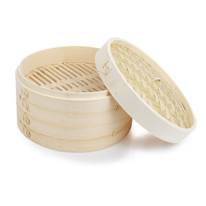 Set di Vaporiera Tradizionale Cinese in Bambù Naturale Fatto <span class=keywords><strong>a</strong></span> Mano, Cestelli per Cottura <span class=keywords><strong>a</strong></span> Vapore Durevoli con Manico per Ravioli - Product Image 1