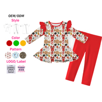 Ensemble de Noël en bambou pour filles : Robe Peplum et Leggings à Volants en Viscose de Bambou Bio, 2 pièces