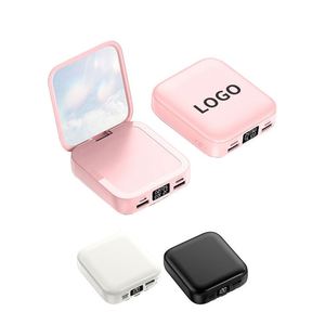 Wholesale Portable Powerbank Makeup Mirror Logo Printed Pocket Power Bank with <b>Charging</b> <b>Cable</b> - Product Image 1