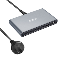 Station de charge Mindpure 455W GaN, chargeur USB C de bureau à 7 ports, 5 USB-C, 2 USB-A, PD 100W, 65W, charge rapide pour ordinateurs portables