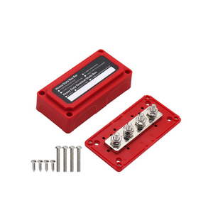 Barras colectoras de alta resistencia 300A con 4 pernos de conexión M8-Bloques de conexión de batería 12V - 48V con cubierta roja para batería marina - Product Image 5