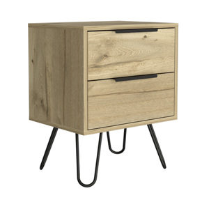 Nuvo Nightstand Two <b>Drawers</b> Hairpin Legs Bedroom <b>Storage</b> - Product Image 2