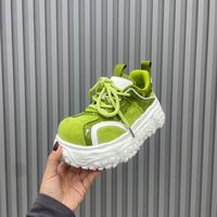 Chaussures compensées respirantes à lacets en cuir verni Magma Sole, plateforme épaisse, rehaussant la taille, pour femmes, style Dad Shoes, OEM