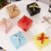 Boîte cadeau carrée pliable en papier kraft, directement de l'usine, pour bonbons, biscuits, desserts, gâteaux, pâtisseries, emballage de boulangerie