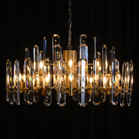 Lustre en laiton et cristal, suspension LED ronde de luxe, 24-48 pouces, pour salon, hôtel, villa, éclairage décoratif OEM, maison