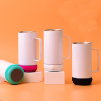 Kustom 14oz kosong DIY sublimasi baja tahan karat Bluetooth musik Speaker kopi perjalanan cangkir Tumbler dengan tutup dan pegangan