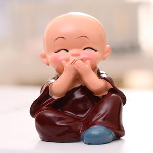 Petite figurine de moine Sibu en résine époxy, art populaire, dessin animé, cadeau, ornement de voiture pour débutant, Shaolin Kung Fu, enfant - Product Image 2