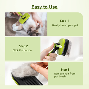 Custom Eco-Friendly Stainless Steel & Plastic One <b>Button</b> Self Cleaning Pet Hair Shedding Grooming Slicker Brush for <b>Dogs</b> - Product Image 4