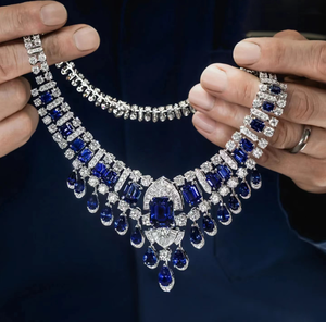 Conjunto de Colar de Elos com Safira Real e Diamantes Rosa e Amarelo de Alta Gama para Casamentos e Festas, Joias de Luxo para Vestido de Noiva e Banquetes - Product Image 6