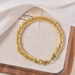 Premium Robust Layered Polished Timeless Durable Wholesale Chunky Geometric <b>Copper</b> 18K Gold Plated Chain Link <b>Bracelet</b> for - Product Image 3