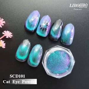 Poudre magnétique verte éclatante effet œil de chat LIBO pour nail art – Collection été - Product Image 2