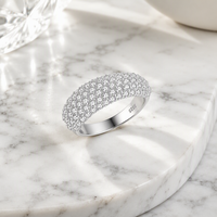 Bague en argent 925 avec moissanite, taille brillant rond, sertie à griffes, micro-incrustation, unisexe, bijoux de mariage et de fiançailles