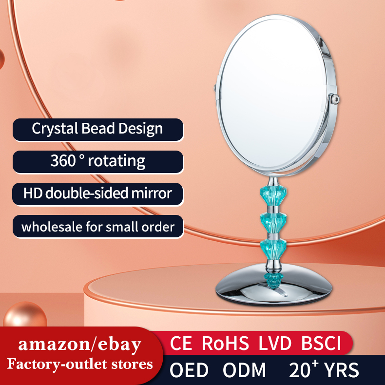 Clear Arylic With Metal Tabletop Makeup Mirror 360 Rotating Double-Sided Without Light Perfect for Dressing Room, Bathroom Use · image 2