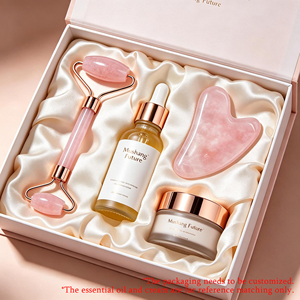 Set de Regalo con Logotipo Personalizado, Rodillos de Gua Sha de Cuarzo <span class=keywords><strong>Rosa</strong></span> y Jade 100% Natural para Aliviar la Tensión Crónica del Cuello y Hombros, Uso Comercial y Doméstico - Product Image 1