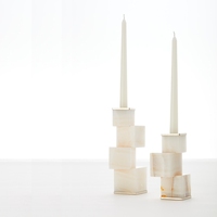 Stonekocc luxe blanc Oxyn pierre épissage marbre fait à la main résistant à la chaleur écologique vertical bougeoir ornement de table