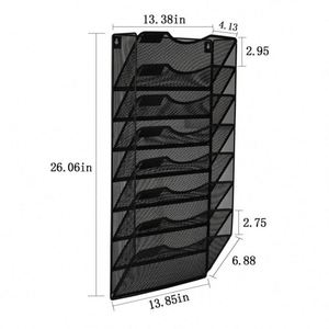 8-Pocket Desk Tidy Organiser A4 Wall Mounted Document Paper Holder Vertical Metal Magazine Rack Wall Hanging Storage Organiser - Product Image 4