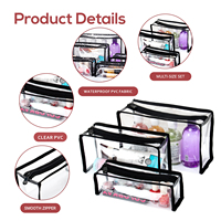 KONCAI Ensemble de maquillage personnalisé 3 en 1, sac de voyage transparent en PVC, trousse de toilette en plastique transparent avec fermeture éclair