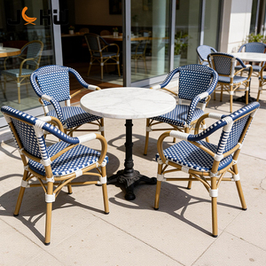 Vente directe usine : Chaise de <span class=keywords><strong>bistrot</strong></span> <span class=keywords><strong>en</strong></span> rotin durable bleu moderne pour restaurant, terrasse et jardin - Product Image 1