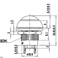Interrupteur à bouton-poussoir momentané TOOWEI étanche IP67 1NO 1NC 4 broches 12 mm