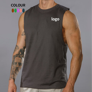 Logotipo personalizado Color sólido Muscle Men <span class=keywords><strong>Chaleco</strong></span> sin mangas Baloncesto Fitness Correr Camiseta sin mangas de secado rápido Culturismo Camiseta sin mangas - Product Image 1