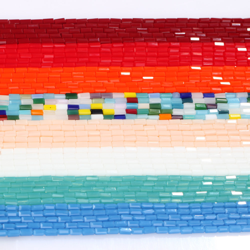 2x4mm Natural Colorful Long Tube Crystal Glass Beads Loose Spacer Beads for Jewelry Making DIY Bracelet Necklace Accessories