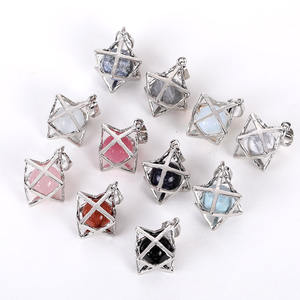 Colgante de cristal natural de Merca, Estrella hexagonal tridimensional, gran satélite - Product Image 1