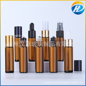 Botella de Vidrio Marrón con Roll-On de 10 ml, Envase Cosmético a Prueba de Luz, Dispensador de Aceite Esencial en Forma de Cilindro con Tapa - Product Image 4