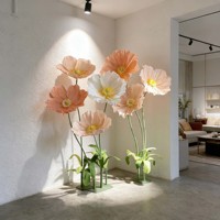Fleur de papier artificielle géante de luxe de 80 cm en forme de coquelicot pour vitrine de boutique, décoration événementielle de qualité commerciale supérieure