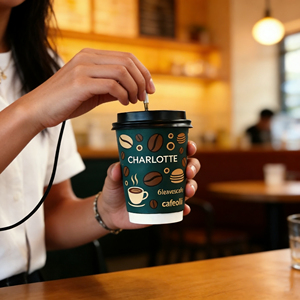 Offre Spéciale – Gobelets à Café Personnalisables avec Logo, 8oz, 12oz, 16oz, à Double Paroi, en PLA, Forme Unique, Estampage Artisanal, pour Boissons Chaudes en Café - Product Image 1