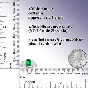 कस्टम लैब उगाई गई अंगूठी 925 चांदी की सफेद सोने की प्लेटेड सामग्री वर्षगांठ पार्टी उपहार मेराल्ड ने महिलाओं के लिए - Product Image 4