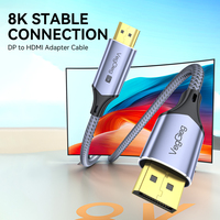 Câble d'affichage DP durable Cuivre OFC Mâle HDTV Mâle 8K/60Hz 4K/240Hz Transmission Vidéo pour PC Portable TV 8K pour Caméra DP vers HDMI