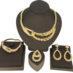 24K Gold Jewelry Sets Women Saturn Pendant Necklace Dubai Designer Gold Jewellery