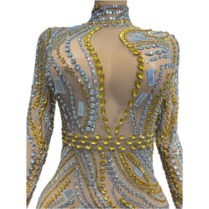 NOVANCE Dropship Producto de Lujo Diamantes Dorados Sexy Mini <span class=keywords><strong>Dubai</strong></span> Vestido Mujeres Vestidos de Lujo Señoras Mujeres para Night <span class=keywords><strong>Club</strong></span> <span class=keywords><strong>bar</strong></span> - Product Image 2