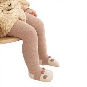 Collants pour bébé automne-hiver, doublés polaire, épaissis, chauds, sans coutures, mignons, chaussettes-leggings pour nouveau-né, motif dessin animé, polyester - Product Image 1
