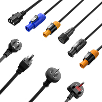 Cable de Alimentación Profesional SHEHDS para Iluminación de Escenario, 1m 2m 3m 5m 10m, Azul Amarillo, Cable IEC C13 PowerCon para LED Par y Cabezas Móviles