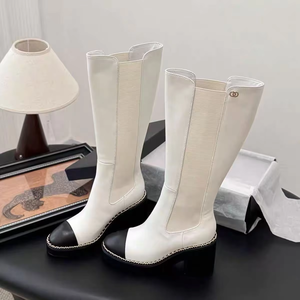 Bottes de créateur en daim pour femme, chaudes, à talons épais et plateforme, mi-mollet, bout rond, fourrées, pour l'hiver et la neige - Product Image 3