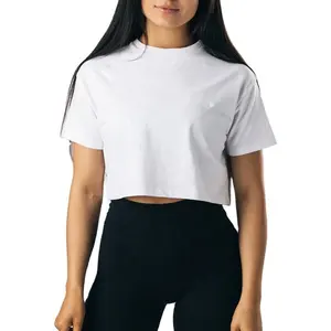 Haut court décontracté en coton doux de haute qualité pour filles, t-shirt de Fitness personnalisé avec votre Logo