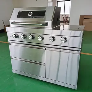 4 burners side gas stove stainless steel outdoor kitchen barbecue grills bbq gas grill bbq grills