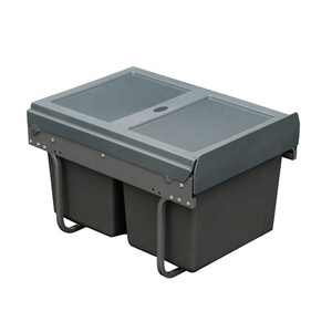 <span class=keywords><strong>Poubelle</strong></span> extractible professionnelle pour armoire de cuisine, rangement extractible <span class=keywords><strong>sous</strong></span> l'<span class=keywords><strong>évier</strong></span>, 2 x 15 L, gris foncé, blanc - Product Image 3