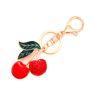 Llavero de Cereza de Resina de Moda, Colgante Dorado Decorativo, Llavero de Cereza Metálico en Oro Laminado - Product Image 3