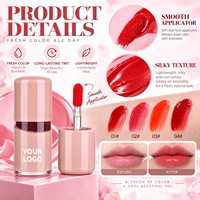 Teinte à lèvres peel-off RTS 5ml, fini mat, longue tenue, 4 teintes, faible MOQ 2 pièces, vente en gros, logo personnalisé