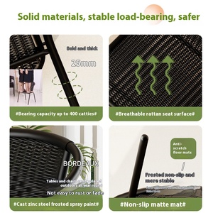 Youya elegante <span class=keywords><strong>conjunto</strong></span> blanco al aire libre silla reclinable de ratán <span class=keywords><strong>y</strong></span> <span class=keywords><strong>mesa</strong></span> para balcón negro hierro plástico Spray muebles de exterior moderno - Product Image 4