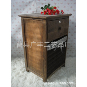 <b>Rustic</b> Style <b>Bedside</b> <b>Table</b> Brown Paulownia Wood Woven Design Durable Home Use Bedroom Living Room - Product Image 4