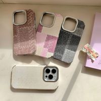 Coque de téléphone antichoc en TPU à motif écossais rétro en denim avec cadre métallique pour appareil photo pour iPhone 17 16 15 Pro Max – Vente en gros