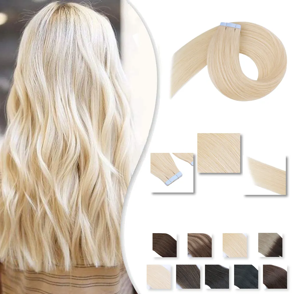 2022 Wholesale Virgin Tape Body Wave Tape In Hair Extensions Natural Invisible Double Drawn Virgin Tape In Human Hair Extension