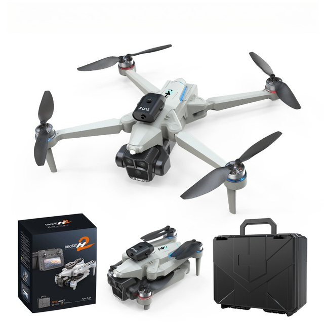 H2 Large Screen Beginner Plastic Drone Toy Quadcopter Three Cameras Obstacle Avoidance Brushless Motor Folding Design 4K Camera