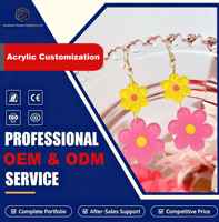 Anting Bunga Daisy Gradasi 2D Datar Lucu Akrilik Kreatif Bunga Ganda Pelangi Geometris Minimalis Multiwarna Berbentuk Hati