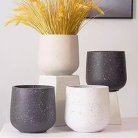 Jardinières rondes minimalistes modernes en ciment Pots de fleurs en béton d'intérieur/d'extérieur pour le prêt de paysages extérieurs ou intérieurs