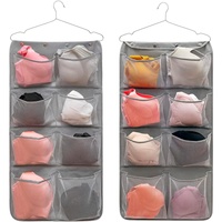 Organisateur de rangement suspendu grande capacité pour porte, 16 poches en filet, cintre rotatif pour soutiens-gorge, sous-vêtements, chaussettes, pour placard et chambre
